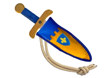 Mały miecz Camelot + pochwa (niebiesko - żółta)