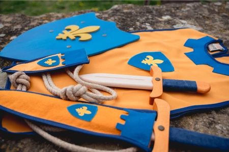 Mały miecz Camelot + pochwa (niebiesko - żółta)