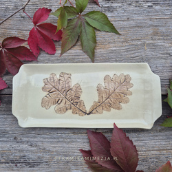 Półmisek z liśćmi dębu z uchwytami