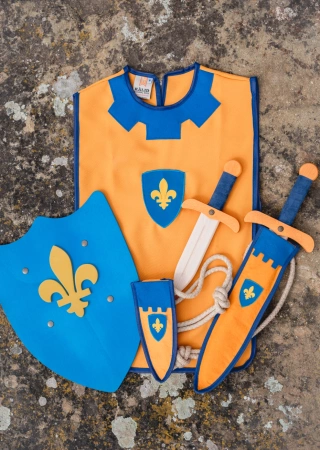 Mały miecz Camelot + pochwa (niebiesko - żółta)