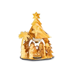 Szopka Bożonarodzeniowa z Pozytywką - Drewno Oliwne