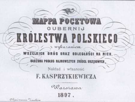 Mappa pocztowa gubernij Królestwa Polskiego z wykazaniem wszelkich dróg oraz odległości na nich