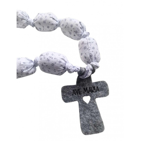 Różaniec Przytulaniec (biały w szare kwiatki)