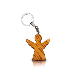 Brelok Anioł Stróż z drewna oliwnego