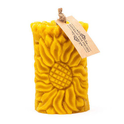 ŚWIECA Z WOSKU PSZCZELEGO WALEC ZE SŁONECZNIKIEM