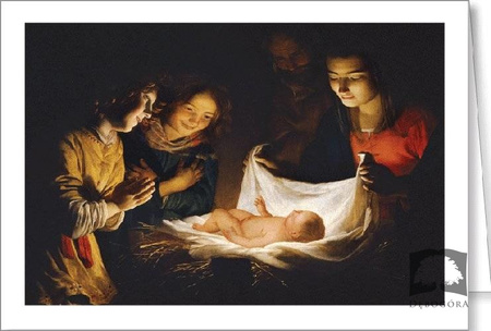 Kartka Bożonarodzeniowa RR-05 - Adoracja Dzieciątka, Gerrit van Honthorst