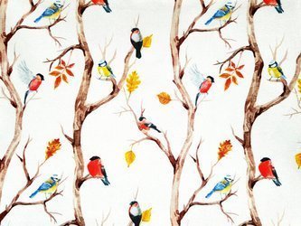 Satynowy obrus w zimowe ptaki (160x250 cm)